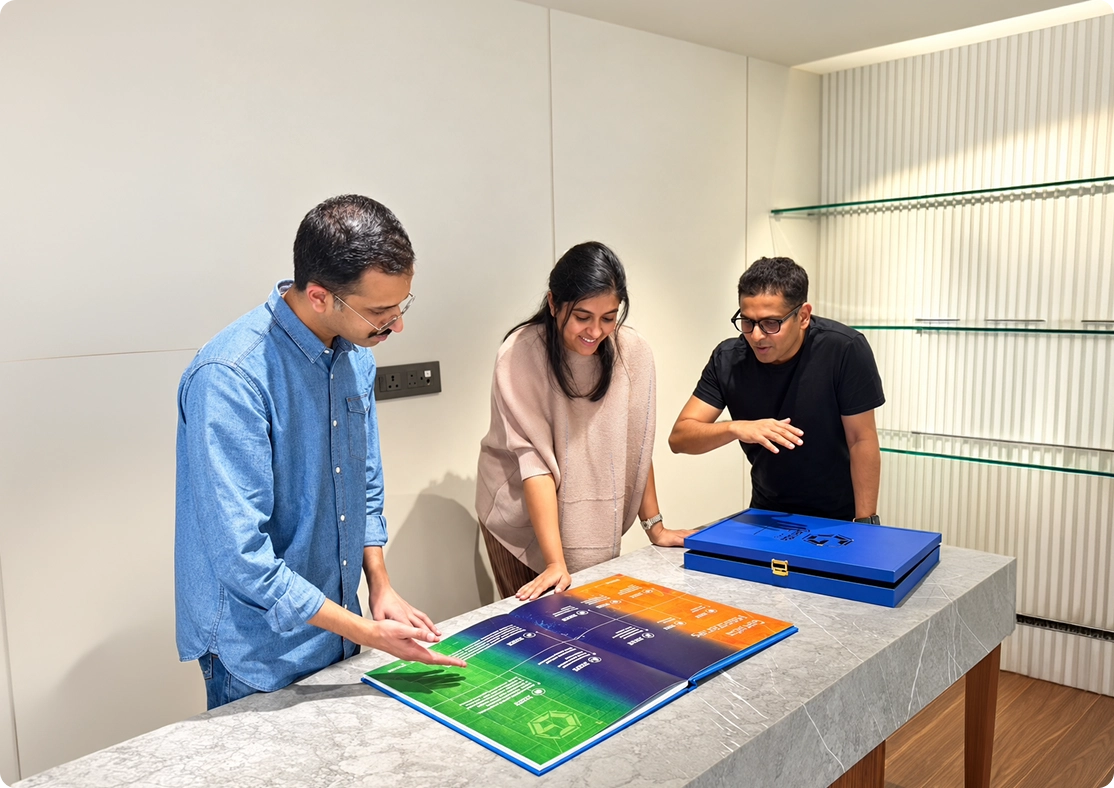The studio in Mumbai, with the method on the wall